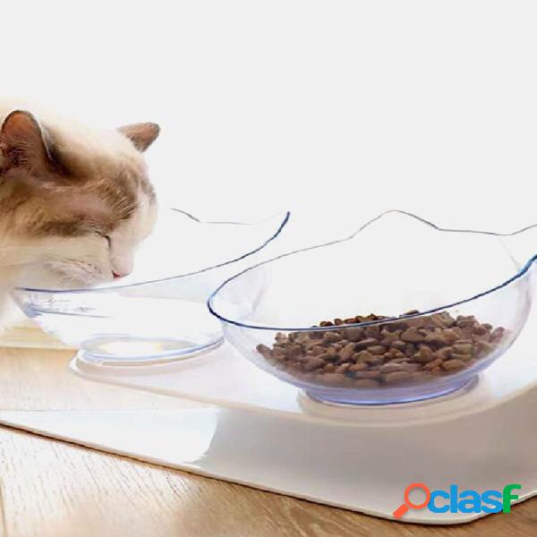 Tigela dupla para gatos com suporte elevado, plataforma