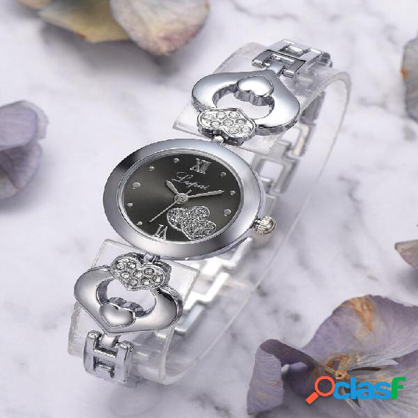 Crystal Love Coração Gift Women Wrist Watch Full Steel