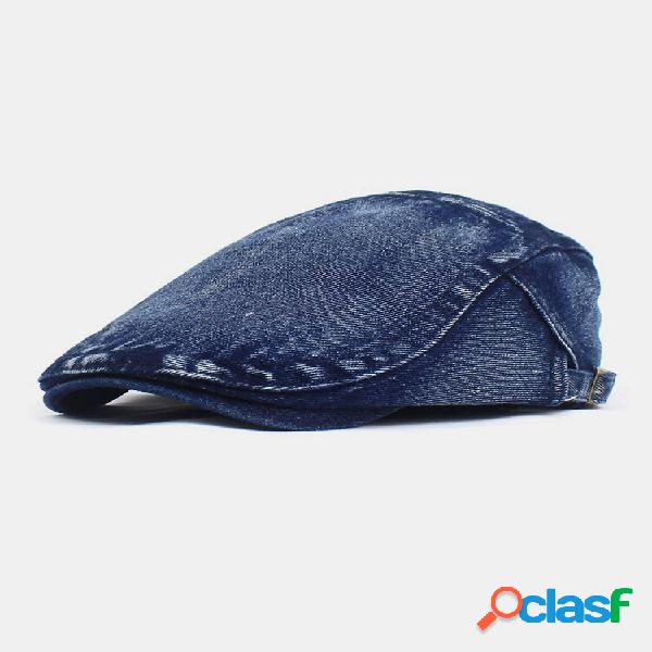 Men Made-old Denim Solid Retro Casual Sunshade Forward Hat