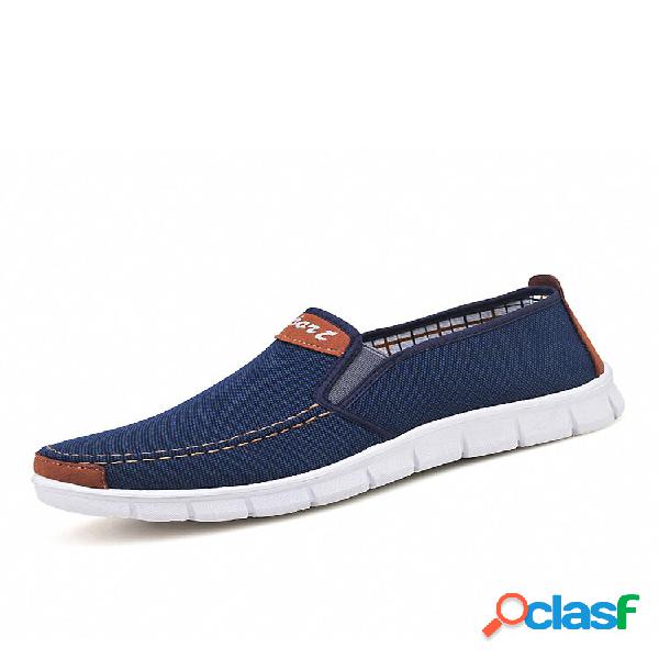 Sapatos Mocassins Elásticos Banda de Costura Masculina com