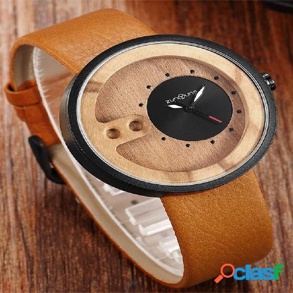 5 Cores PU Homens De Madeira Vintage Watch Criativo