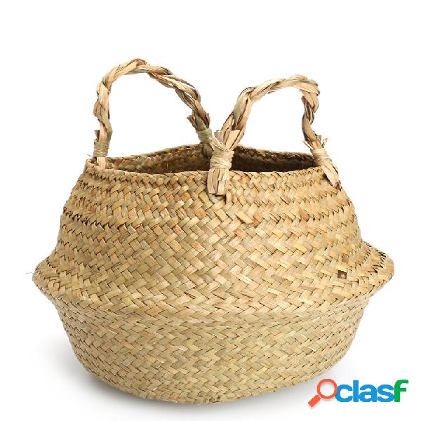 2 unidades Seagrass Belly Basket Natural Storage Planta
