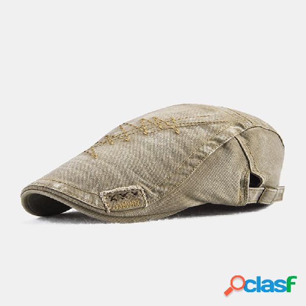 Algodão lavado masculino cor sólida bordado fio ajustável