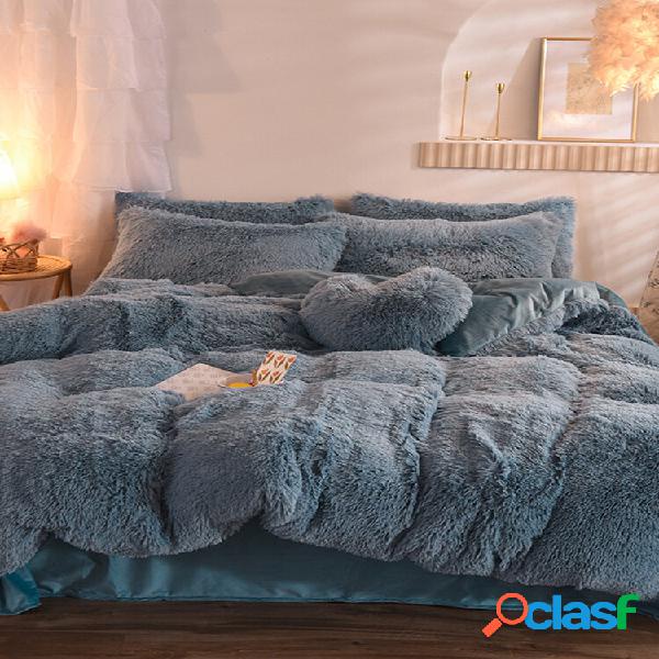 Conjunto de capa de edredon de cama de veludo de cristal de