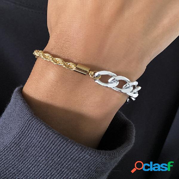 Pulseira de liga ajustável em forma geométrica simples de