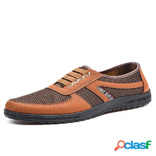 Sapatos de segurança masculinos curtos com cadarço tecido