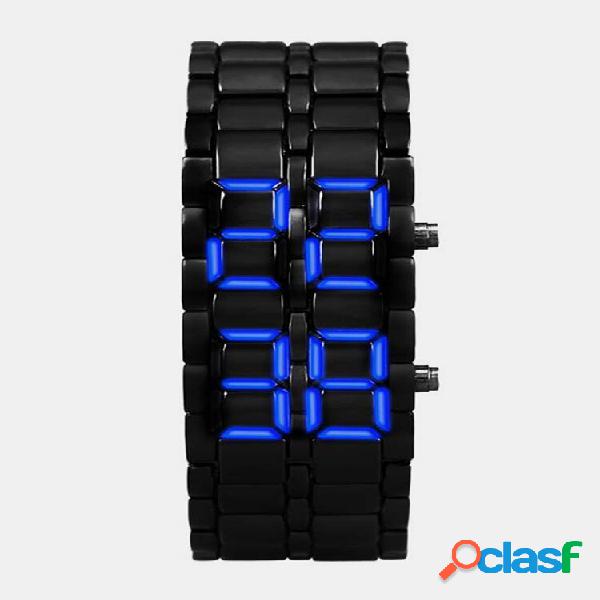 Binário LED Display par Watch pulseira de corrente digital