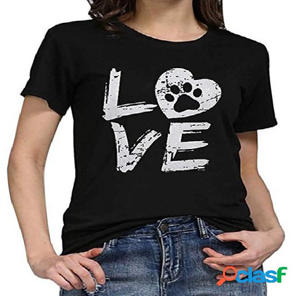 Camiseta casual de manga curta com gola redonda