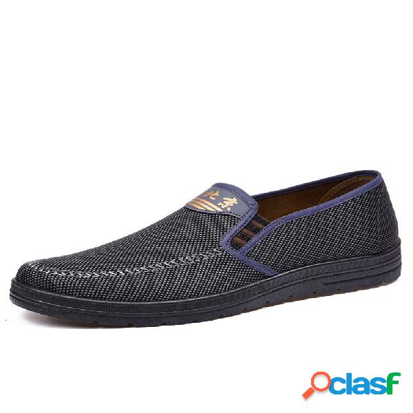 Mocassins masculinos de tecido de malha respirável e de