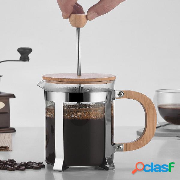 1 PC Cabo de Madeira 350/600 / 800ml Vidro Chá Cafeteira