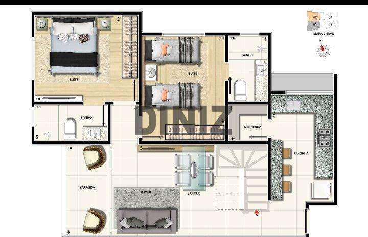 Cobertura, Cidade Nova, 2 Quartos, 2 Vagas, 1 Suíte