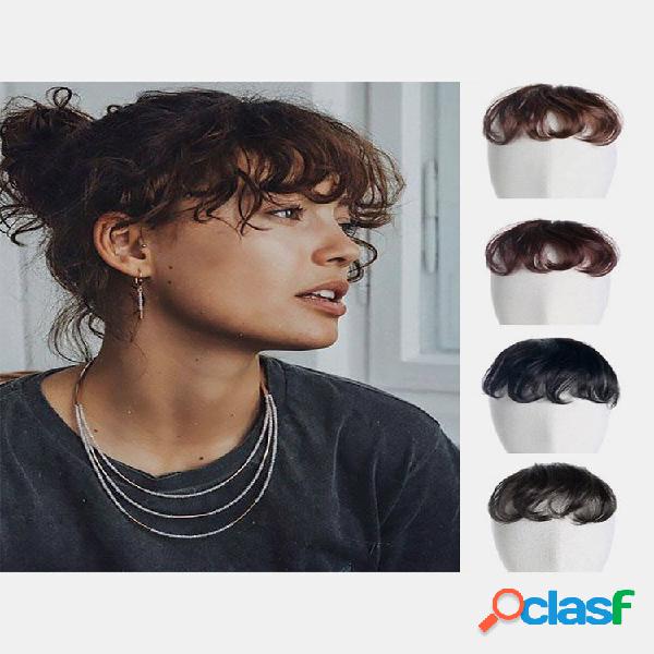 4 cores Ultrafinas Curly Fofo Bangs Cabelo Piece Natural Um