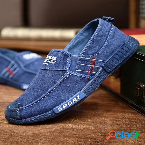 Sapatos casuais masculinos de lona lavada confortável Soft