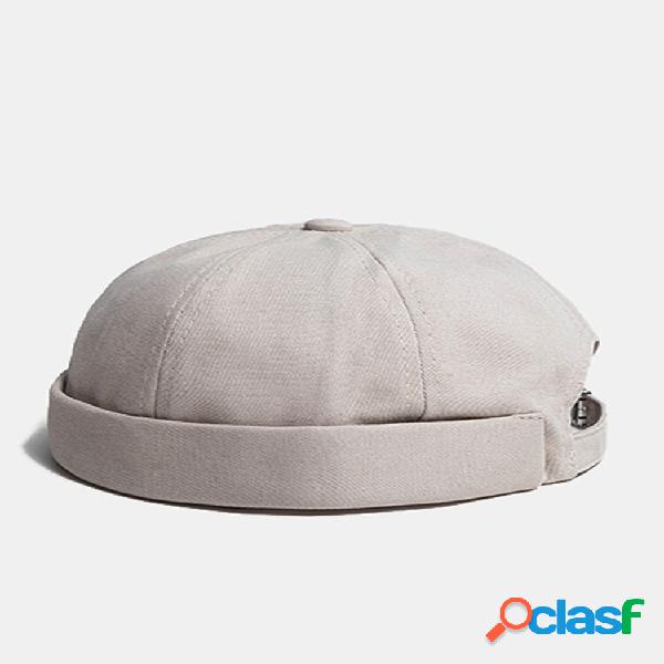 Boné de algodão unissex cor sólida Dome gorro simples
