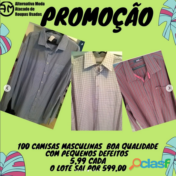 100 camisas masculinas boa qualidade com pequenos defeitos