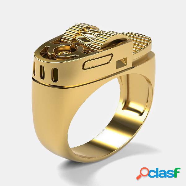 Anel de cobre folheado a ouro 14K em forma criativa punk na