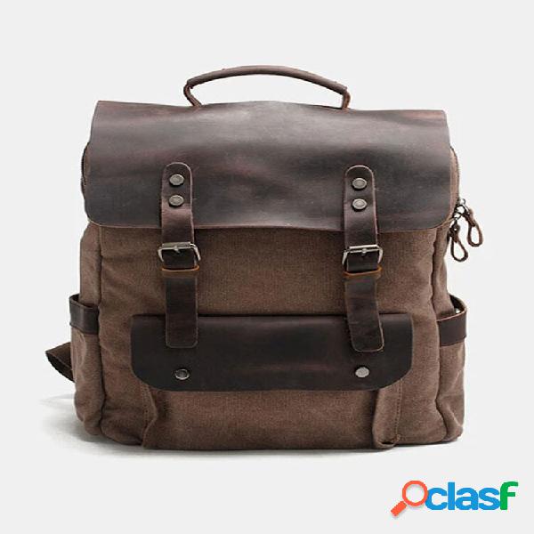 Mochila de viagem multifuncional masculina Couro Genuíno