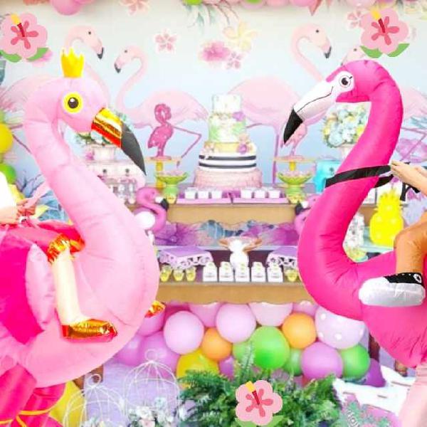 Flamingo personagens vivos cover festa infantil