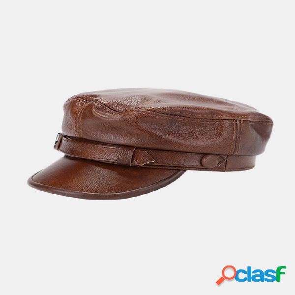 PU masculino couro quente octogonal plano Chapéu Casual