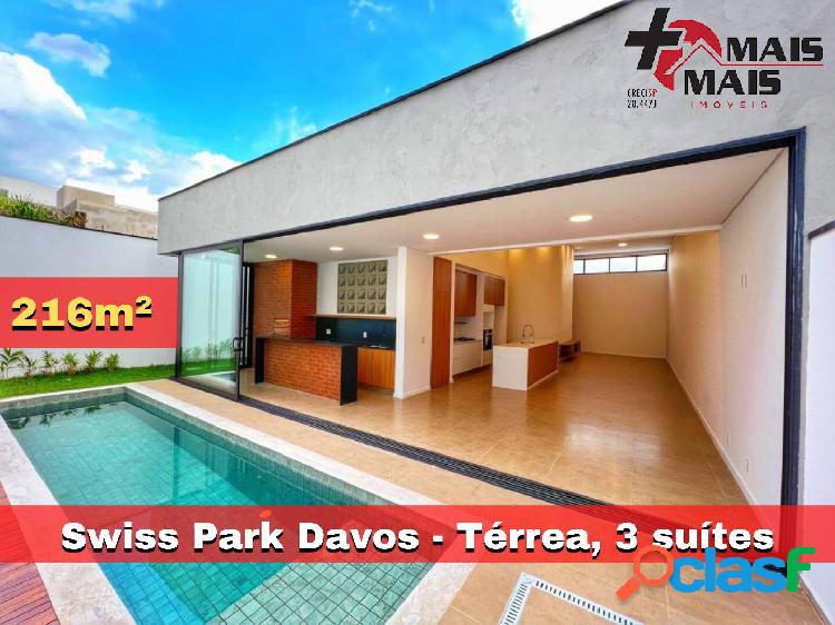 Davos Swiss Park, térrea, 3 suítes, piscina, moderna e