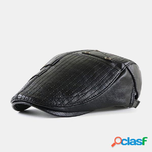 Masculino PU Cor sólida Patchwork Stripe Ponto Decoração