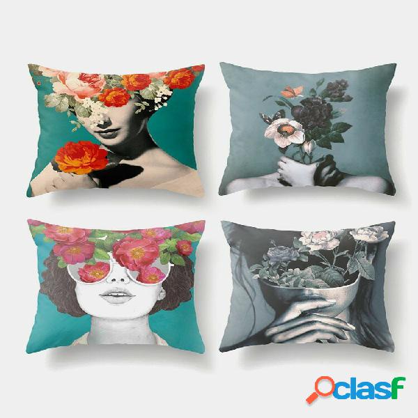 4 PCS Criativo Feminino Mulher Cabeça de Flor Avatar Fronha