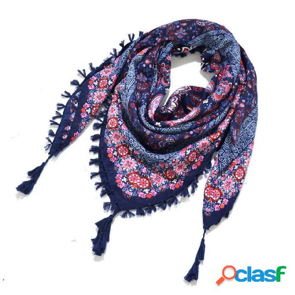 Estampa lenço com borla com nó lenço quadrado jacquard