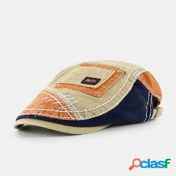 Collrown Masculino Algodão Colorblock Patchwork Respirável