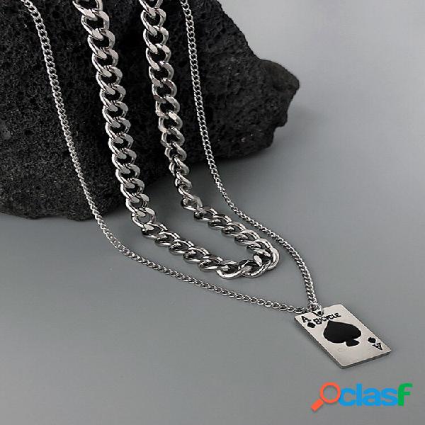 Colar de aço inoxidável 1/2 peça moda hip-hop