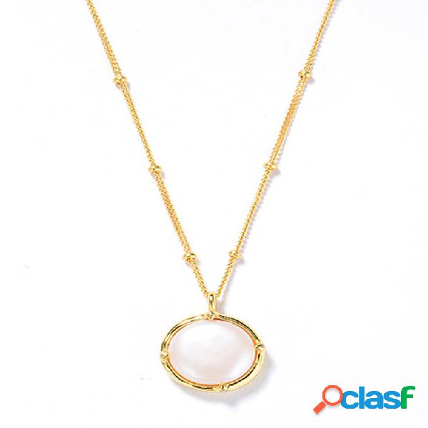 Trendy Simple Natural Barroque Button Pearl Pingente Colar