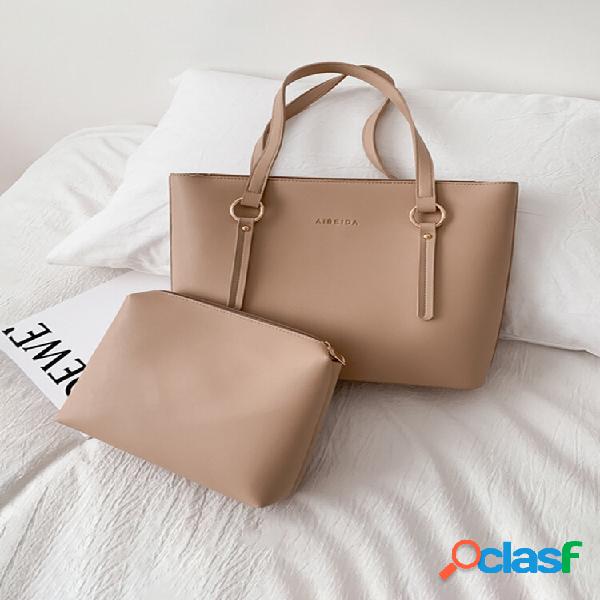 Couro Artificial Feminino Elegante Tamanho Grande Bolsa