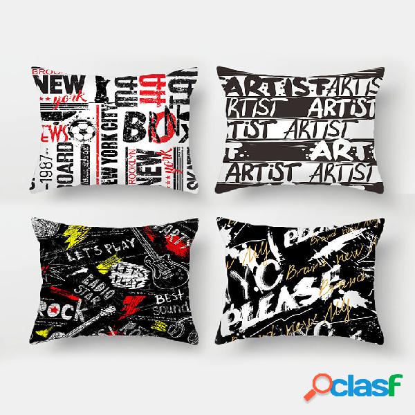 4PCS Simple Letter Pattern Soft Colorful Pillowcase Home