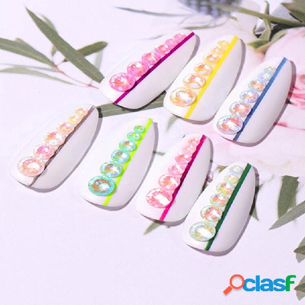 8 Color Luminous Crystal Mixed Size Nail Art Rhinestone