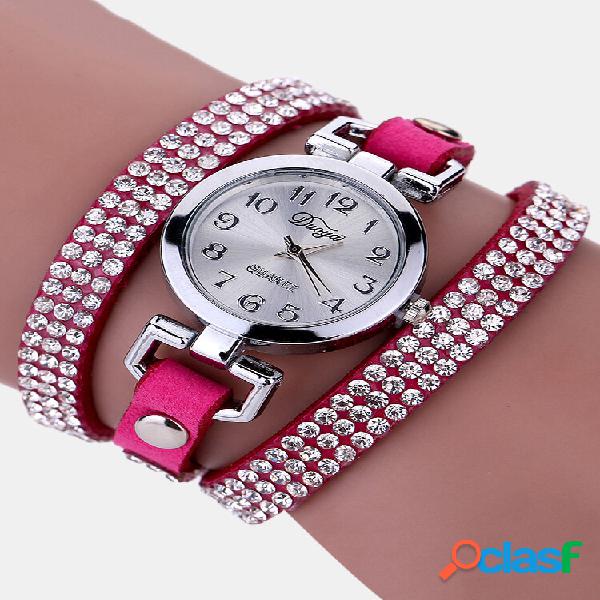 DUOYA Fashion Round Dial Wristwatch Full Rhinestones