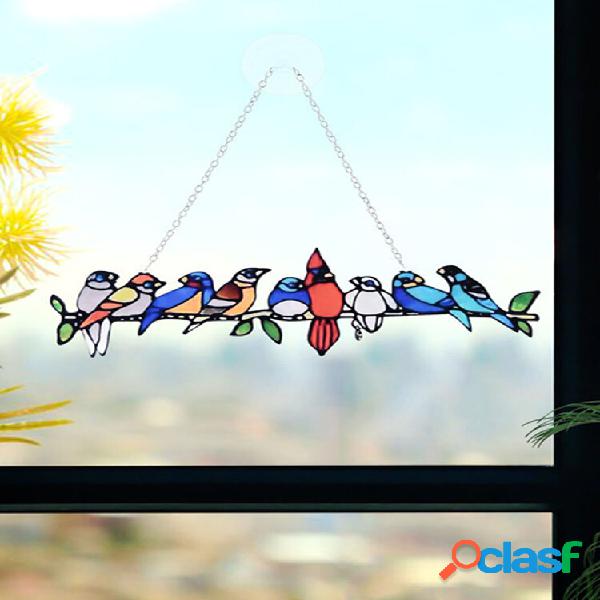 Festival Gift Multiple Birds Glass Window Hangings Garden