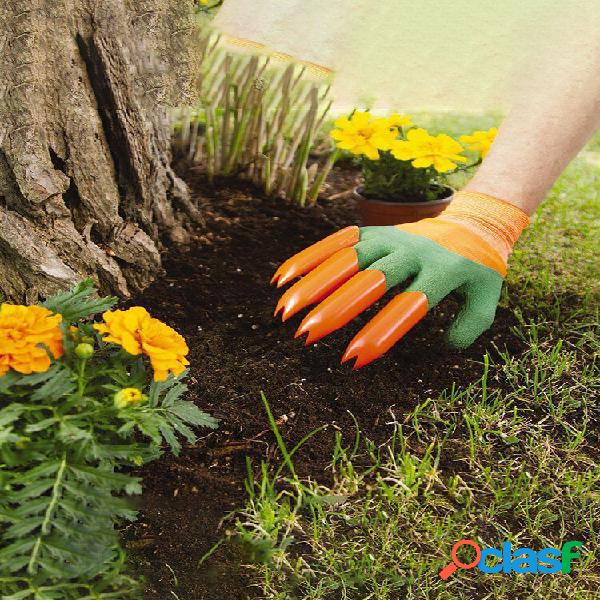 Practical Green Garden Gloves With 4 Claws Easy Planting