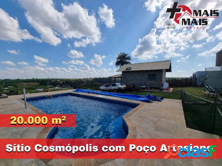 Sítio em Cosmópolis com Poço Artesiano e 20.000 m²