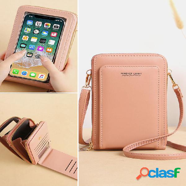 Women 6.5 inch Touch Screen Crossbody Phone Bag Faux Leather