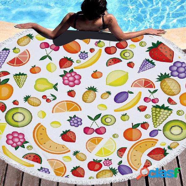Fresh Fruits Round Beach Towel Blanket Hawaii Hawaiian