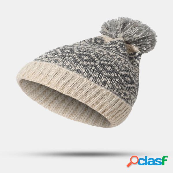 Unisex Cotton Thread Knitted Thickened Argyle Jacquard Fur