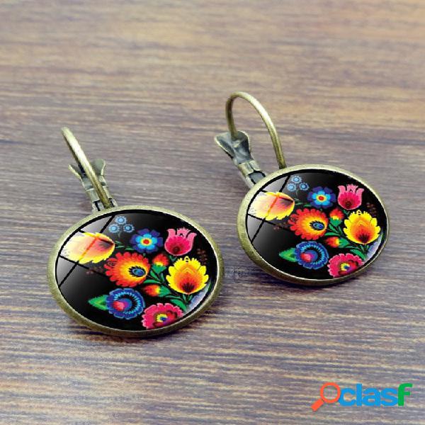 Vintage Polish Folk Art Patterns Earrings Unique Flowers