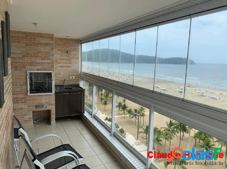 Apartamento frente mar, 3 dorms, sendo 2 suites, sacada