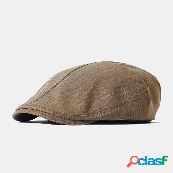 Men Cotton Linen Solid Herringbone Stripes Elastic