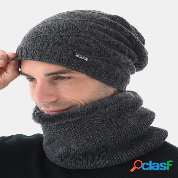 2 Pcs Men Rabbit Fur Knitted Plus Velvet Argyle Thicken Face