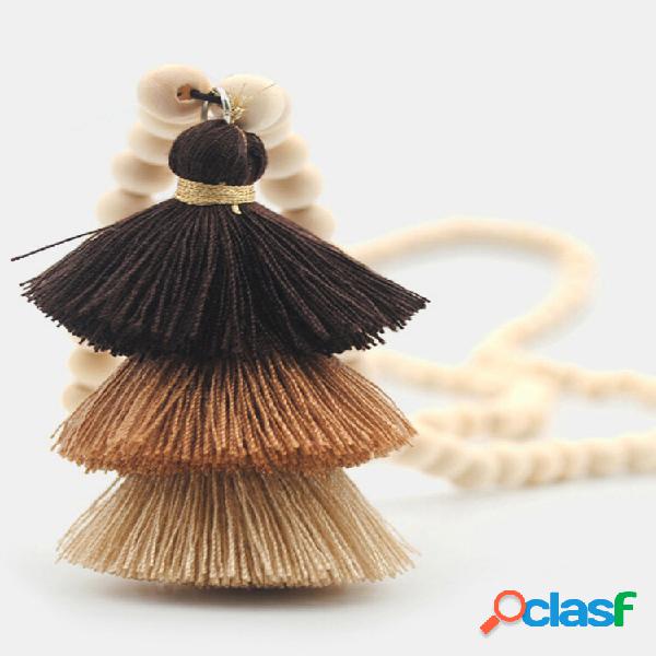 Bohemian Hit color Three-layer Stereoscopic Tassel Pendant