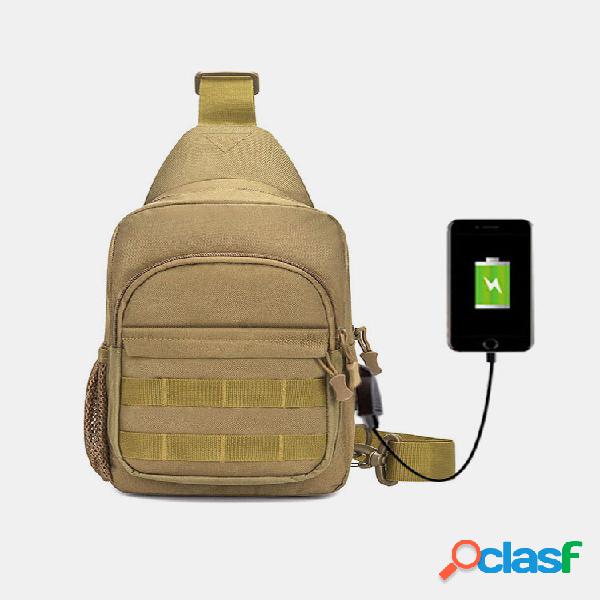 Men Camouflage USB Charging Waterproof Oxford Cloth Travel