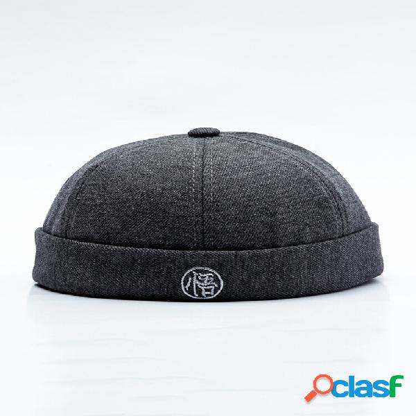 Men & Women Vintage Brimless Cap Adjustable Embroidery Skull