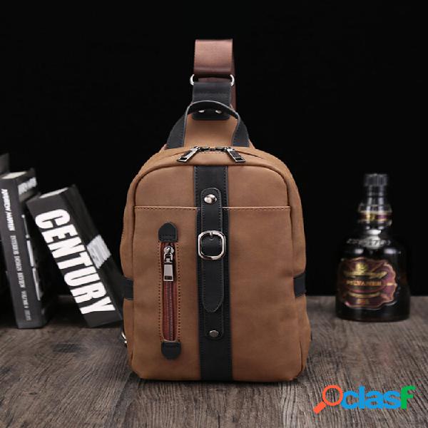 Menico Men PU Leather Vintage Large Capacity Chest Bag