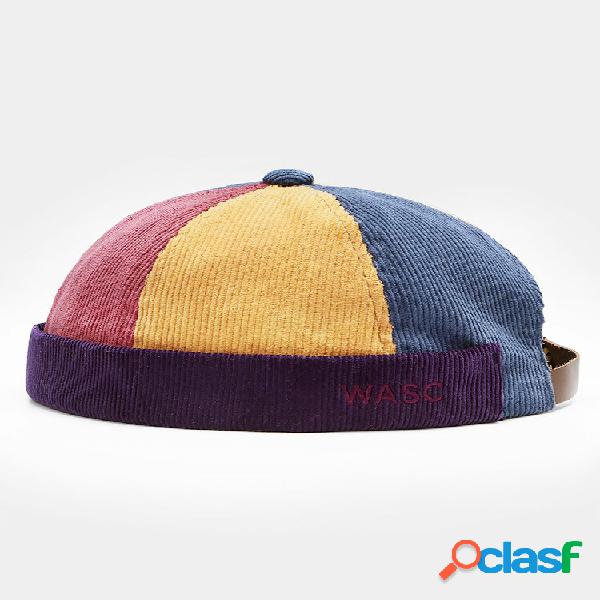 Unisex Corduroy Color Contrast Patchwork Letter Embroidery