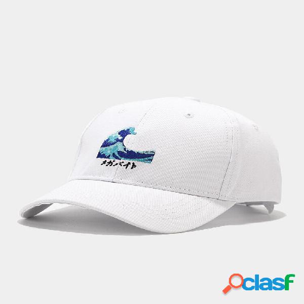 Unisex Cotton Sea Wave Embroidery Fashion All-match